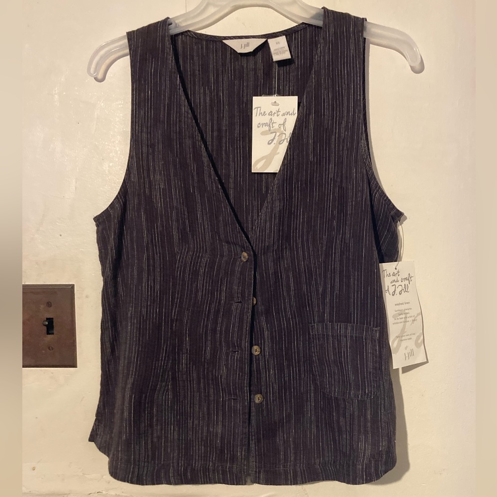 NWT J. Jill Brown Linen Vest, size XS